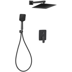 Invena Siros Duschset Unterputz mit Regenbrause schwarz BS-90-011