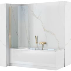 Rea Elegant Gold Badewannenabtrennung 80 cm einteilig gold Glanz/durchsichtiges Glas REA-W5601