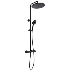 Kuchinox Boro Duschset Wandmontage mit Thermostat mit Regenbrause schwarz PKB70TD