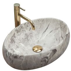 Rea Linda Waschbecken 48.5x34 cm oval Aufsatzwaschbecken grauer Stein REA-U1020