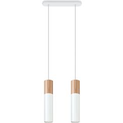 Sollux Lighting Pablo Pendelleuchte 2x40 W weiß-holz SL.0629