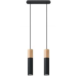 Sollux Lighting Pablo Pendelleuchte 2x40 W schwarz-holz SL.0633