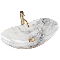 Rea Royal Waschbecken 62x36 cm oval Aufsatzwaschbecken grauer Stein REA-U8596