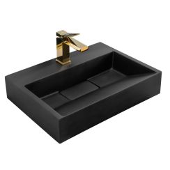 Rea Goya Waschbecken 50x37 cm rechteckig Aufsatzwaschbecken schwarz REA-U8778