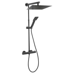 Ferro Trevi Duschset Wandmontage mit Thermostat mit Regenbrause schwarz NP75SQ-TRV7U-BL
