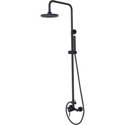 Besco Decco Duschset Wandmontage mit Regenbrause schwarz BP-DIN-CZ
