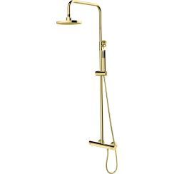 Besco Decco Duschset Wandmontage mit Thermostat mit Regenbrause gold BP-DIT-ZL