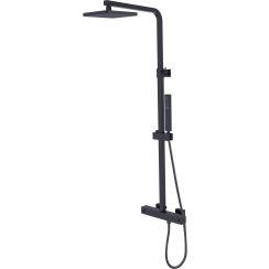 Besco Modern Varium Duschset Wandmontage mit Thermostat mit Regenbrause schwarz BP-MVT-CZ