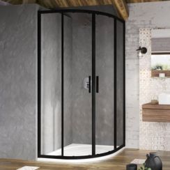 Ravak Blix Slim Dusche 90x90 cm halbrund schwarz Matte/durchsichtiges Glas X3BM70300Z1