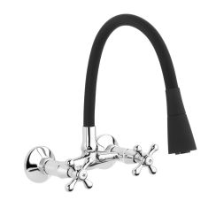 Invena Roma küchenarmatur Wand chrom-schwarz BC-24-E4S