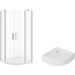 Set Dusche Cersanit Moduo S162-010, Halbrunde Duschwanne Cersanit Tako S204-004