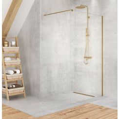 New Trendy Velio Satin Gold Begehbare Duschwand 120 cm gold seidenmatt/durchsichtiges Glas D-0192B