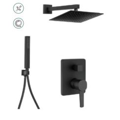 Invena Glamour Duschset Unterputz mit Regenbrause schwarz BS-02-0K4