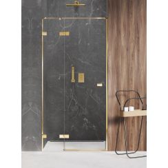 New Trendy Avexa Gold Shine Duschtüren 140 cm aufklappbar gold Glanz/durchsichtiges Glas EXK-1643