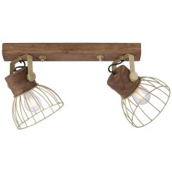 Just Light Alami Deckenlampe 2x25 W messing-holz 11487-60