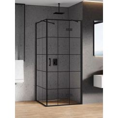 New Trendy New Renoma Black Dusche 120x90 cm rechteckig schwarz Matte/Glas mit Muster D-0385A/D-0119B