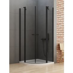 New Trendy New Soleo Black Dusche 80x80 cm halbrund schwarz Matte/durchsichtiges Glas K-0538