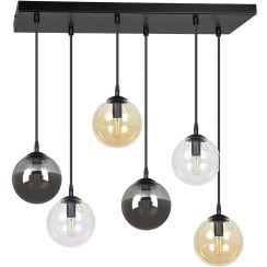 Emibig Cosmo Pendelleuchte 6x10 W schwarz-transparent-bernstein-graphit 714/6M1