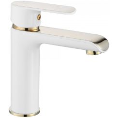 Rea Bloom waschbeckenhahn stehend weiß-gold REA-B9919