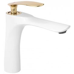 Rea Orbit waschbeckenhahn stehend weiß-gold REA-B2052