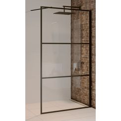 Riho Grid Duschwand 120 cm schwarz Matte/Glas mit Muster G004027121