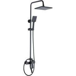 Rea Hass Duschset Wandmontage mit Regenbrause schwarz REA-B9968