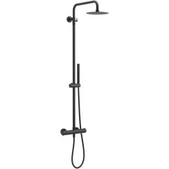 Actima Round Termo Duschset Wandmontage mit Thermostat mit Regenbrause schwarz ARAC.SY.107BL