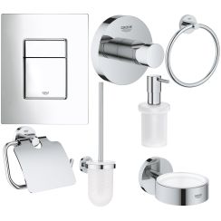 Set Klobürste Grohe Essentials 40374001, Betätigungsplatte Grohe Skate 38732000, 40367001, 40369001, 40365001, 40394001, 40364001