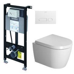 Satz wC-Schüssel mit Absenkautomatik-Sitz Duravit ME by Starck 45300900A1, unterputzrahmen Duravit DuraSystem WD1011000000, WD5001011000