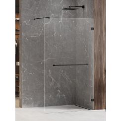 New Trendy Avexa Black Begehbare Duschwand 140 cm schwarz Matte/durchsichtiges Glas EXK-2684