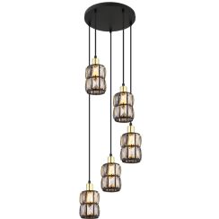 Globo Lighting Wolli Pendelleuchte 5x40 W schwarz-kristall 15761-5B