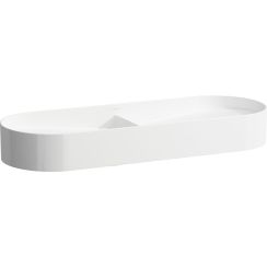 Laufen Sonar Waschbecken 100x37 cm halbrund Aufsatzwaschbecken-Doppelt weiß H8123484001121