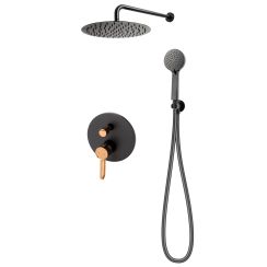 FDesign Zaffiro Duschset Unterputz mit Regenbrause schwarz-gold FD1-ZFR-7PSET1-25