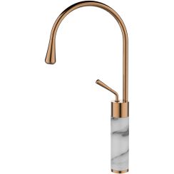 Invena Gabro waschbeckenhahn stehend weiß-kupfer BU-33-W18