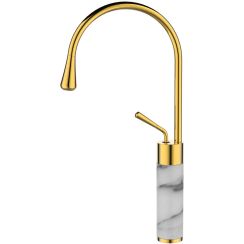 Invena Gabro waschbeckenhahn stehend weiß-gold BU-33-W13