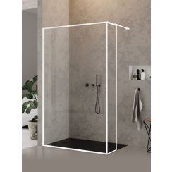 New Trendy New Modus White Begehbare Duschwand 130 cm weiß Matte/durchsichtiges Glas EXK-2252