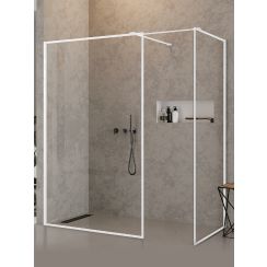 New Trendy New Modus White Begehbare Duschkabine 140x120 cm rechteckig weiß Matte/durchsichtiges Glas EXK-2324