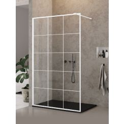 New Trendy New Modus White Begehbare Duschwand 130 cm weiß Matte/Glas mit Muster EXK-2217