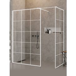 New Trendy New Modus White Begehbare Duschkabine 130x120 cm weiß Matte/Glas mit Muster EXK-2306