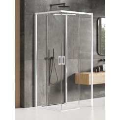 New Trendy Prime White Dusche 100x100 cm quadratisch weiß Matte/durchsichtiges Glas K-1099
