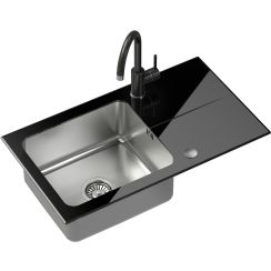 Quadron Hugh waschbecken mit wasserhahn schwarz/schwarz ST3577SC1BS-BW7059CZP