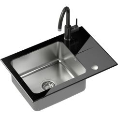 Quadron Hugh waschbecken mit wasserhahn schwarz/schwarz ST3564SC1BS-BW7059CZP