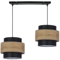 Candellux Twin Pendelleuchte 2x40 W schwarz-holz-braun 32-17888