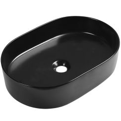 Laveo Desna Waschbecken 51x35 cm oval Aufsatzwaschbecken schwarz VUDB250