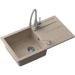 Quadron Ready Max Waschbecken mit Wasserhahn und Spender beige/stahl TQ7744RMBEZ