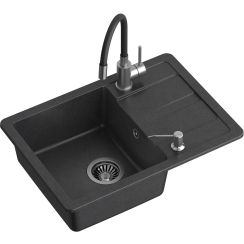 Quadron Ready Smart Waschbecken mit Wasserhahn und Spender schwarz/stahl TQ6244RSCZ