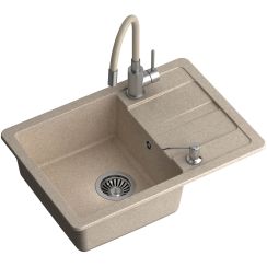 Quadron Ready Smart waschbecken mit wasserhahn und spender beige/stahl TQ6244RSBEZ