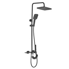 Rea Helix Duschset Wandmontage mit Regenbrause schwarz REA-P6618