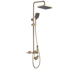Rea Helix Duschset Wandmontage mit Regenbrause gold REA-P6621