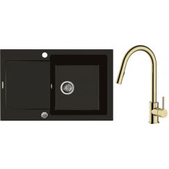 Set Küchenarmatur Oltens Litla 35204800, Granitspüle Oltens Gravan 72100300